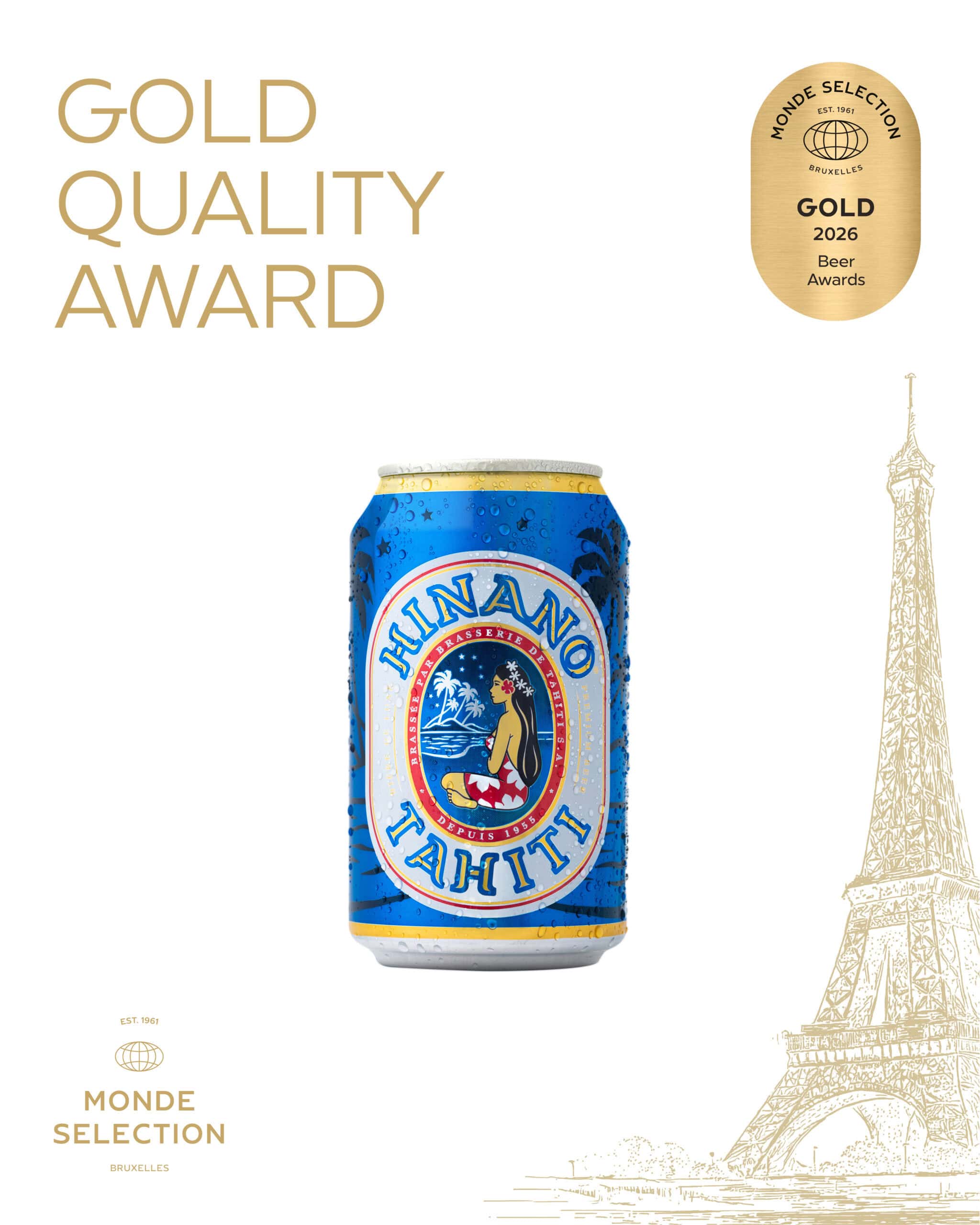 Gold Award décerné à HINANO, la bière de Tahiti Gold Award décerné à HINANO, la bière de Tahiti